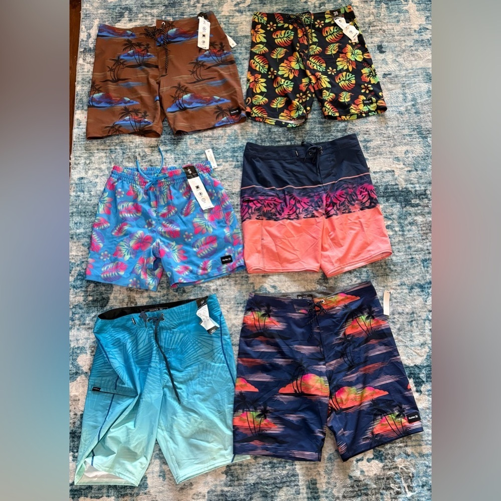 Bundle: 6 Men’s Swim Trunks. O’Neil & Hurley, assorted sizes 30-32’s. NWT!